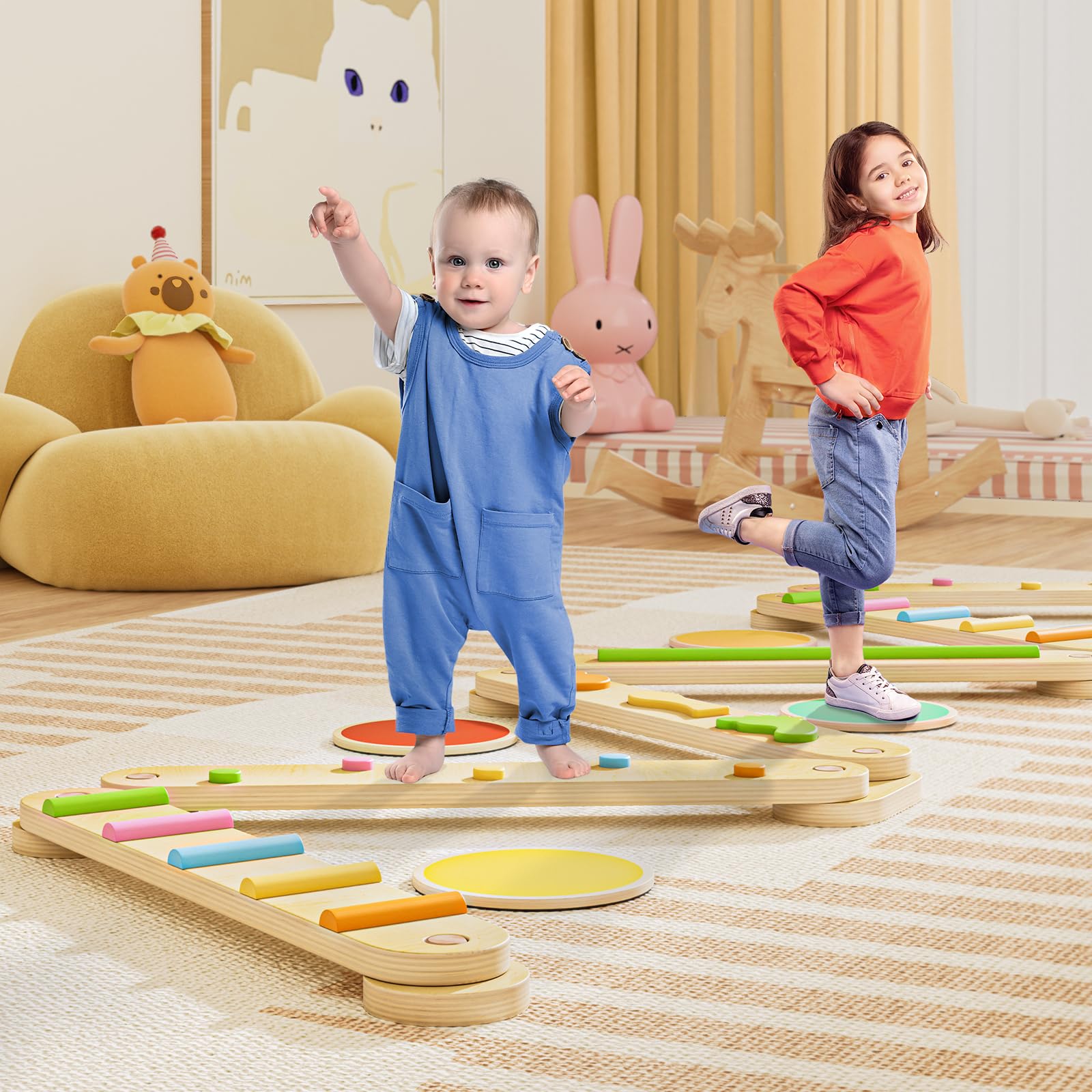 Anclaje - Viga de equilibrio BlueWood® 6 piezas *Arcoíris